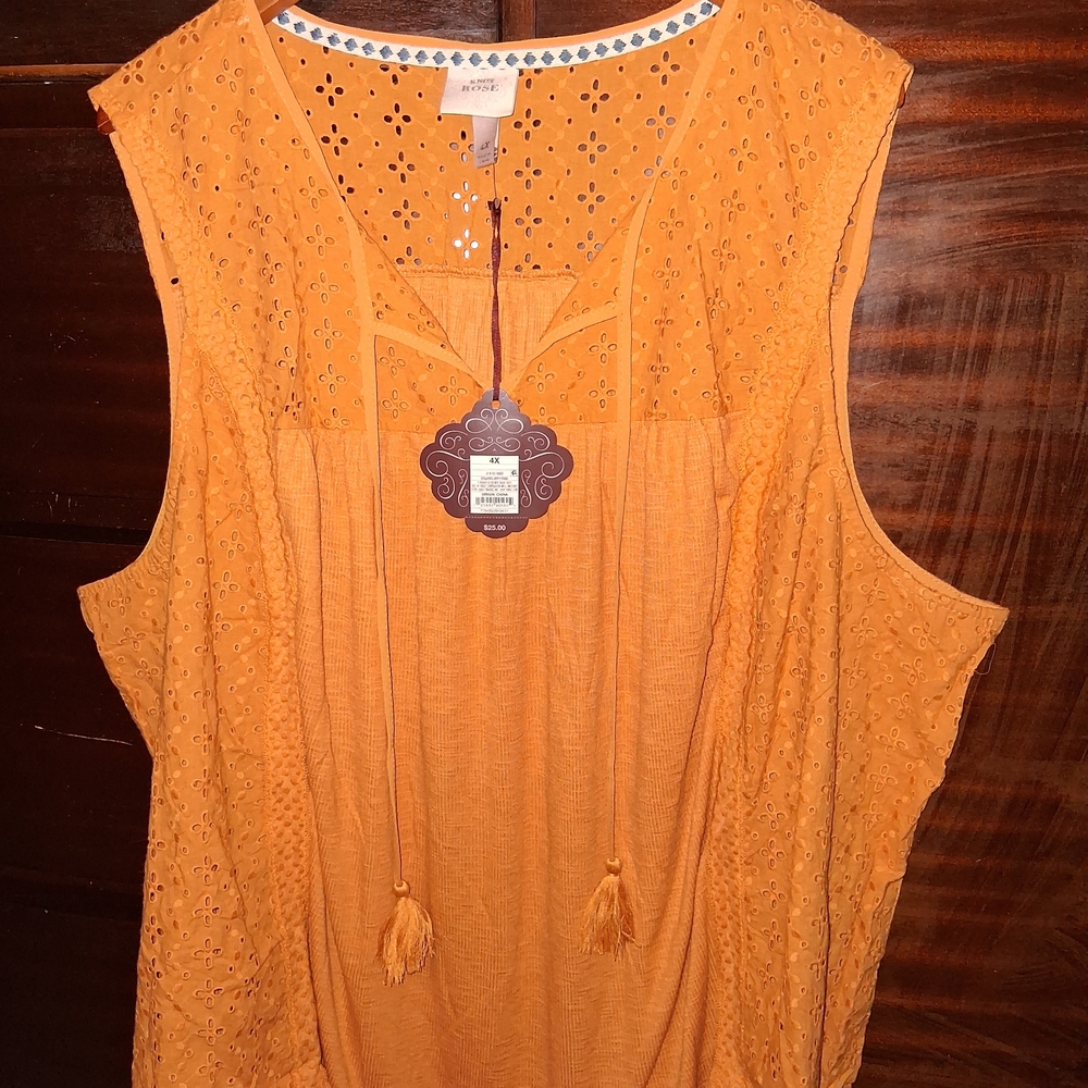 Knox Rose Gold Eyelet Tassel Sleeveless Tunic